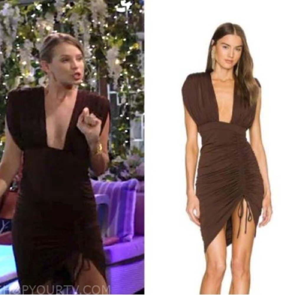 Michael Costello x REVOLVE Deep Brown Ruched Mini Dress